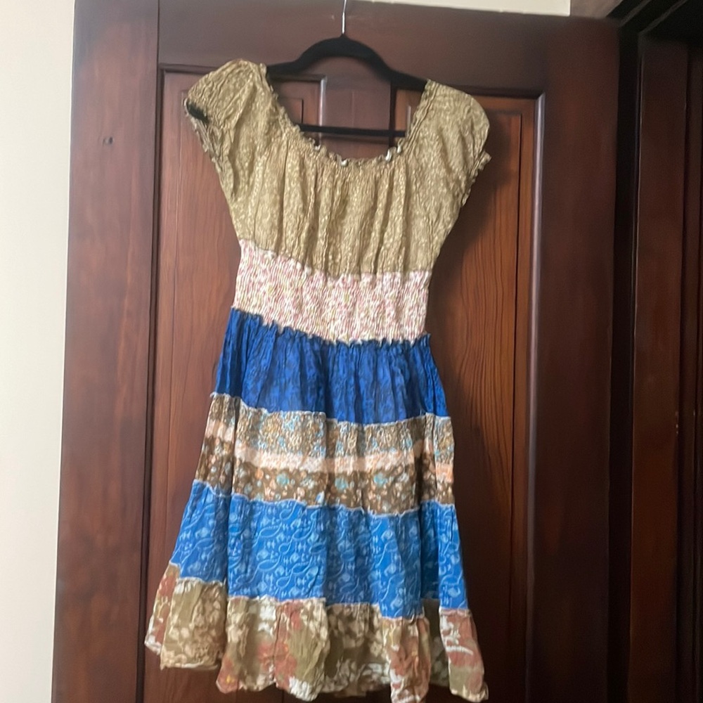 Mixed “patchwork”  pattern hippie style dress